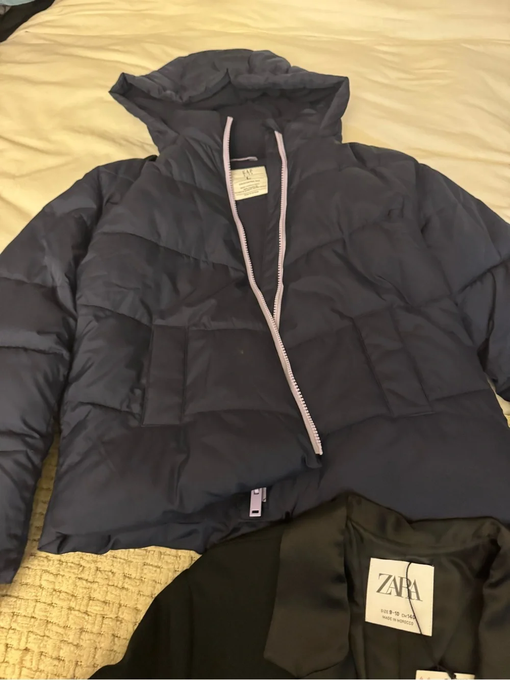 GAP Navy Puffer Jacket - Navy and zara blazer, shirt and dress. 4items